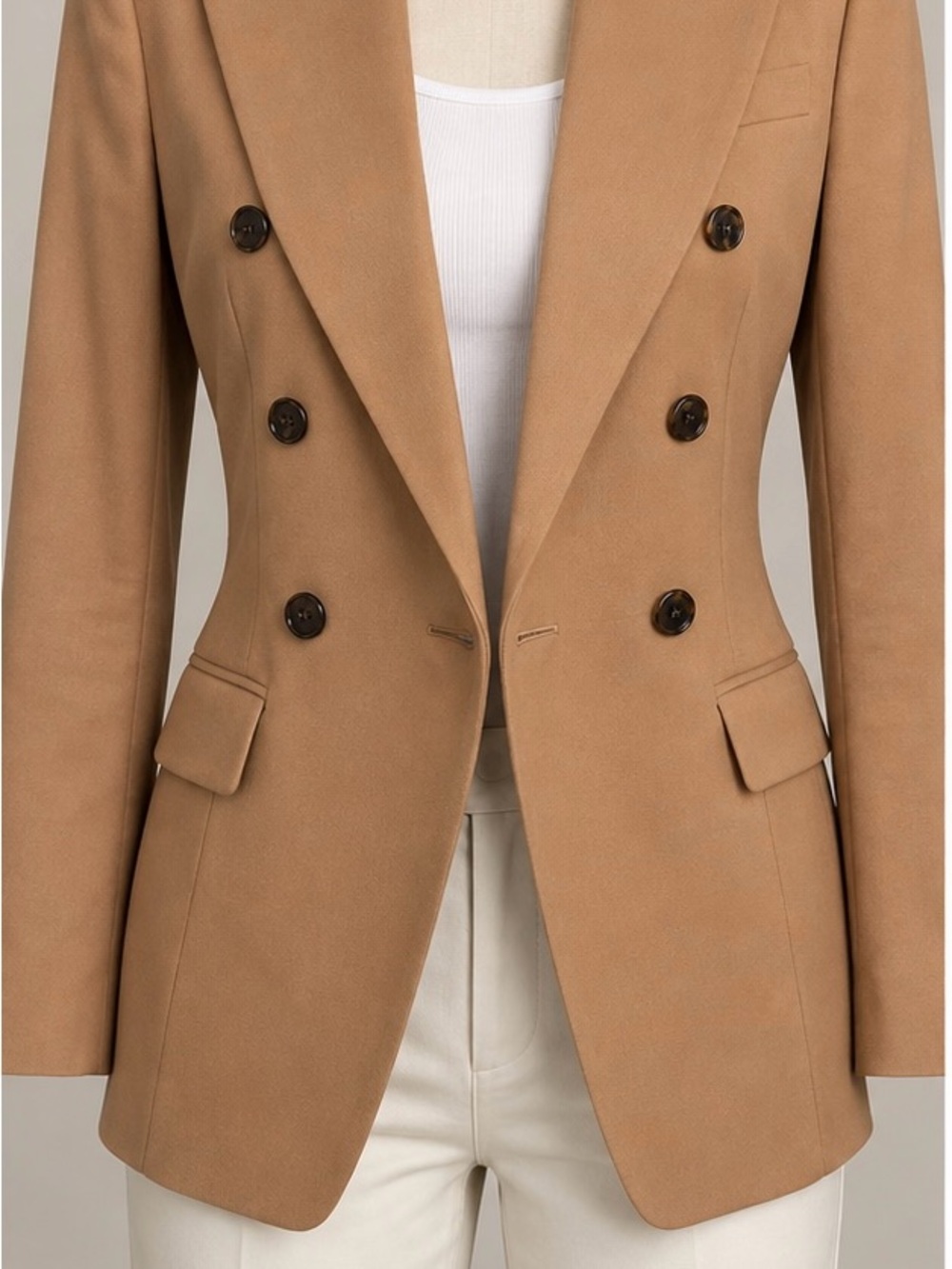 Banana Republic Tailored Double-Breasted Tan Blazer
